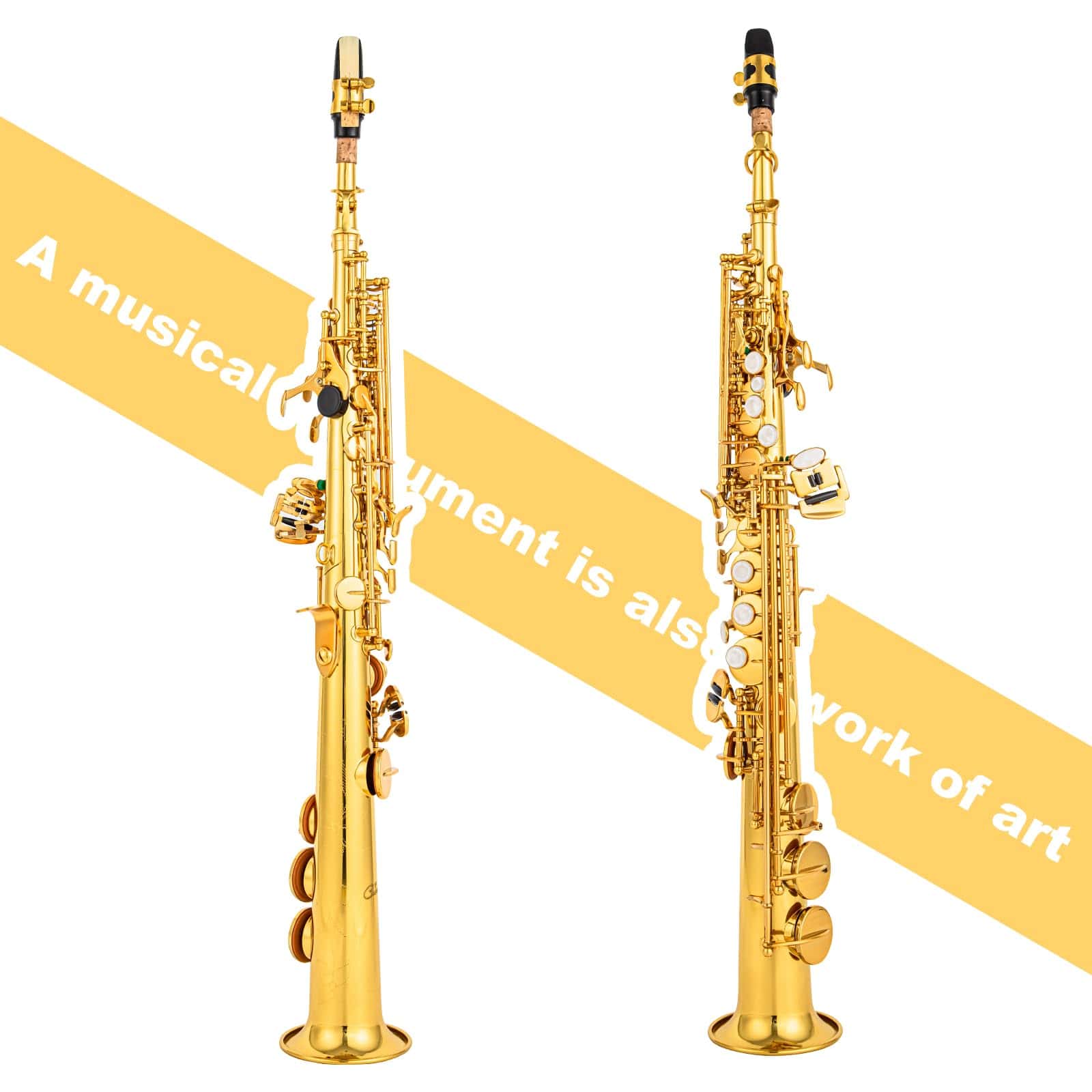 Saxofón Soprano Cadway Recto de Laca Dorada Instrumento Sax - Imagen 7