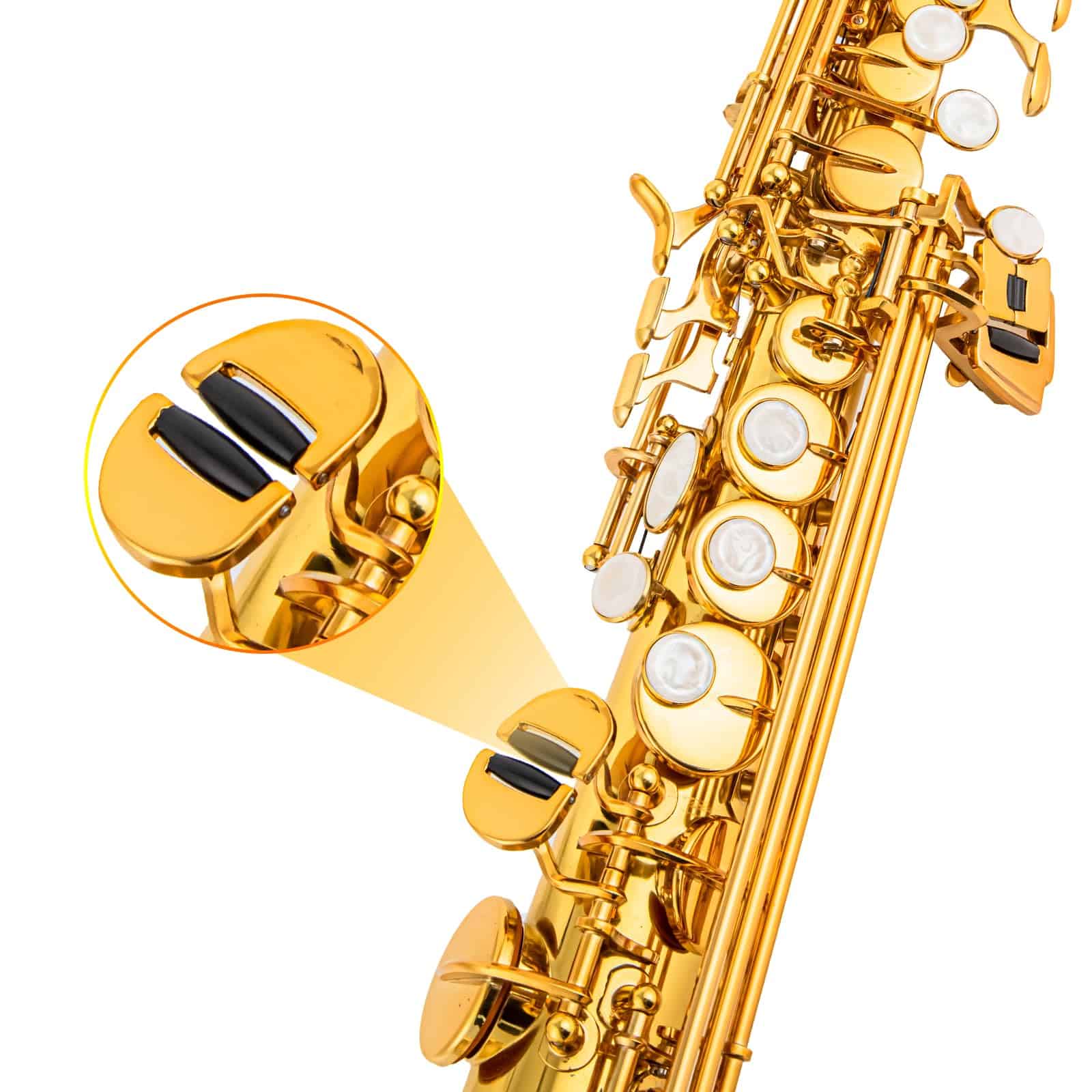 Saxofón Soprano Cadway Recto de Laca Dorada Instrumento Sax - Imagen 4