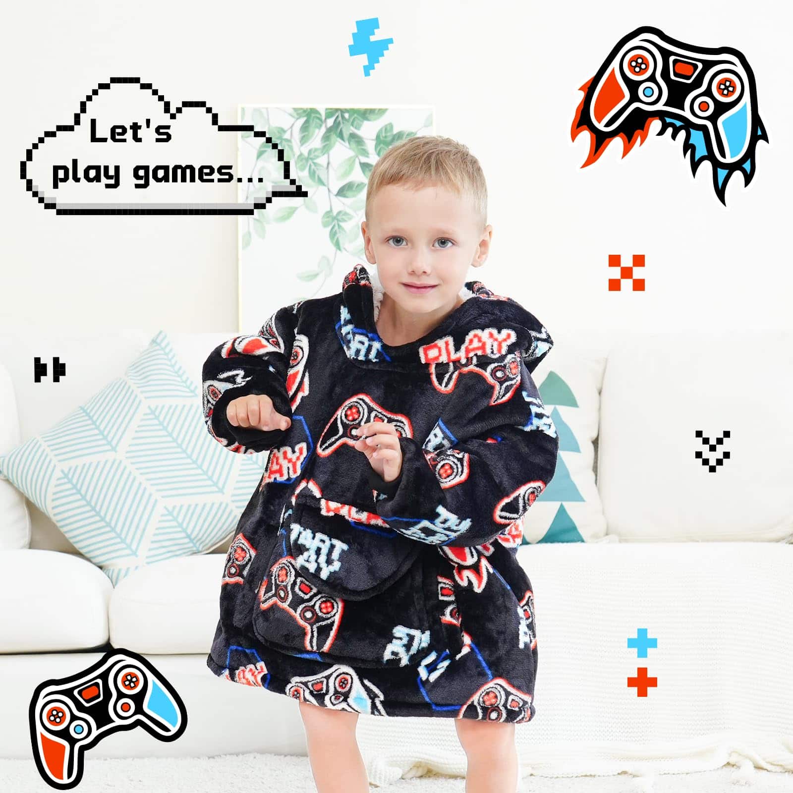 Manta con Capucha REXEO para Niños Regalo para Gamers Manta - Imagen 5
