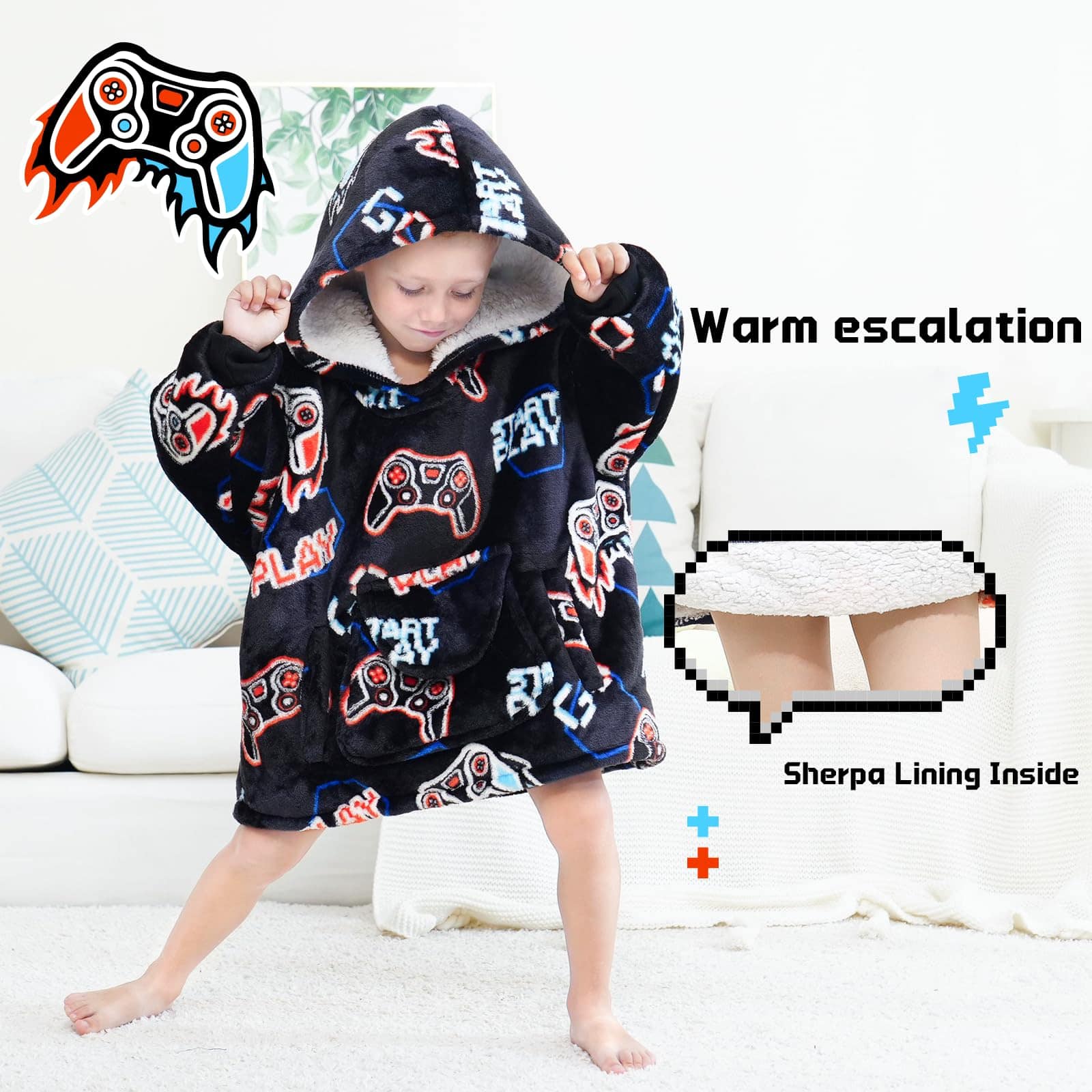 Manta con Capucha REXEO para Niños Regalo para Gamers Manta - Imagen 8
