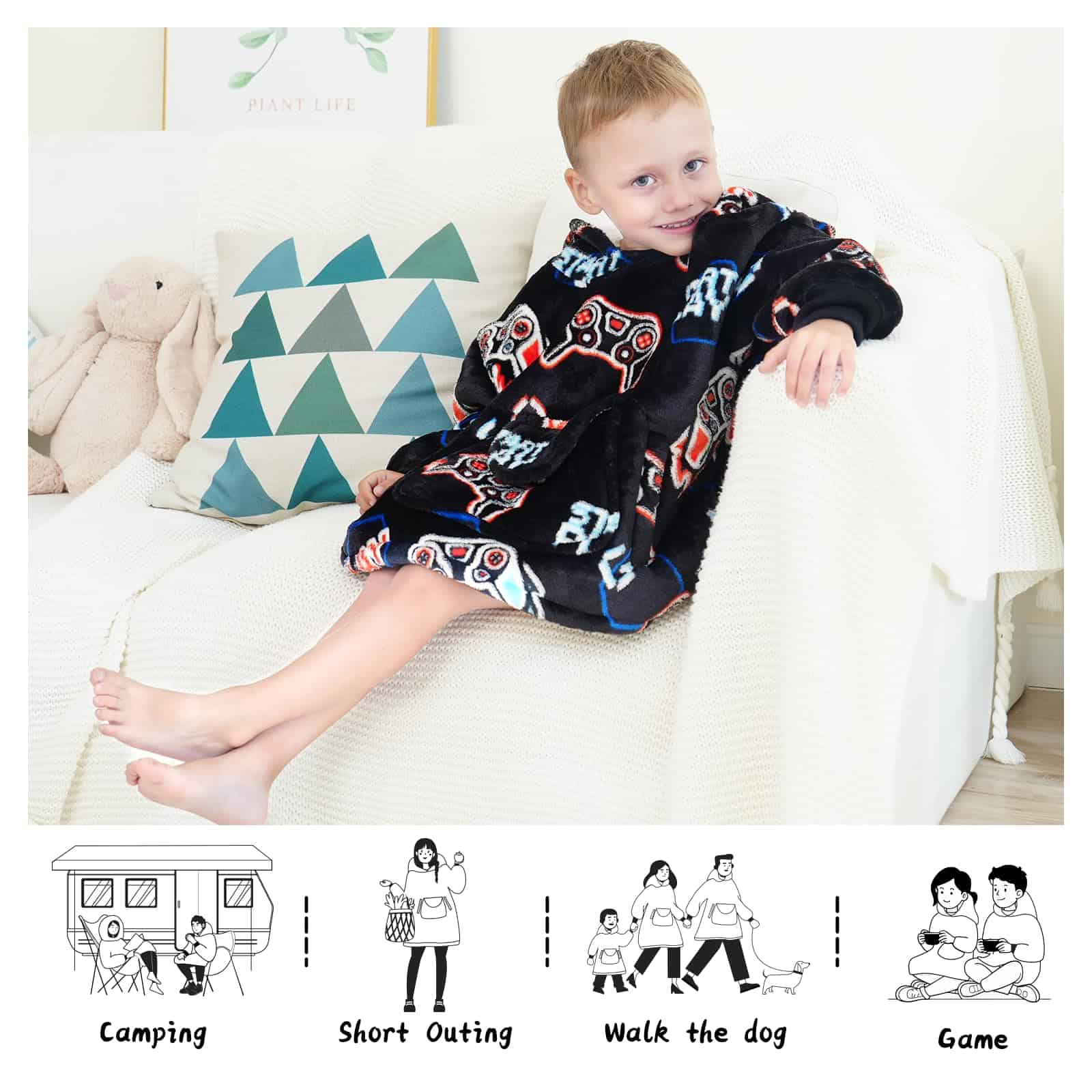 Manta con Capucha REXEO para Niños Regalo para Gamers Manta - Imagen 6