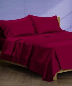 Juego de sábanas de algodón egipcio 100% -Borgoña