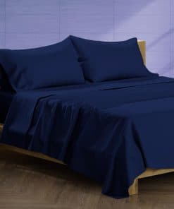 Juego de Sábanas de Algodón Egipcio -Azul Marino
