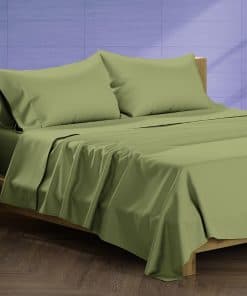 Juego de sábanas de algodón egipcio -Verde Salvia