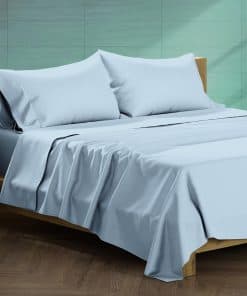 Juego de sábanas de algodón egipcio -Azul Claro