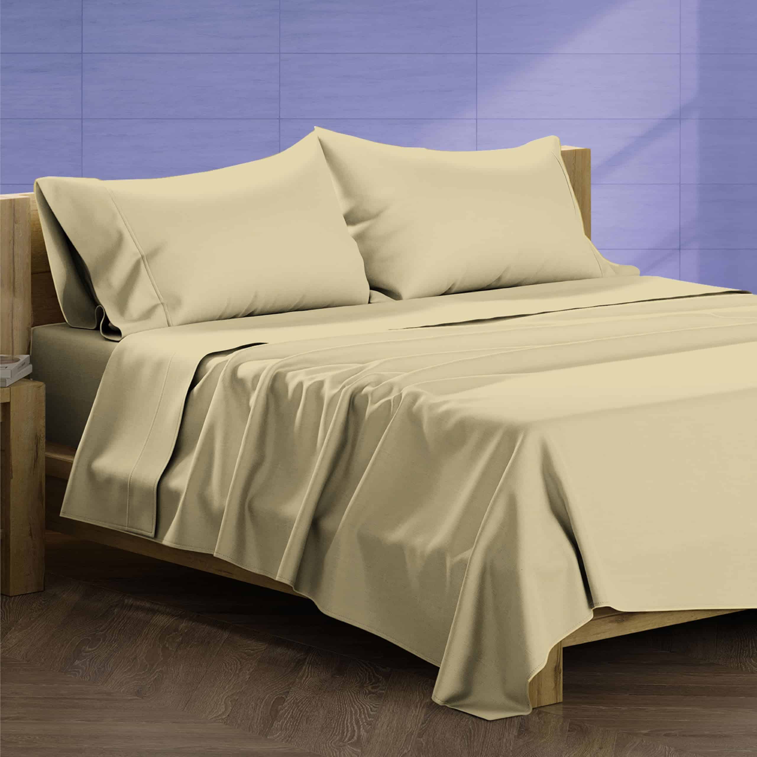 Juego de sábanas de algodón egipcio -Beige