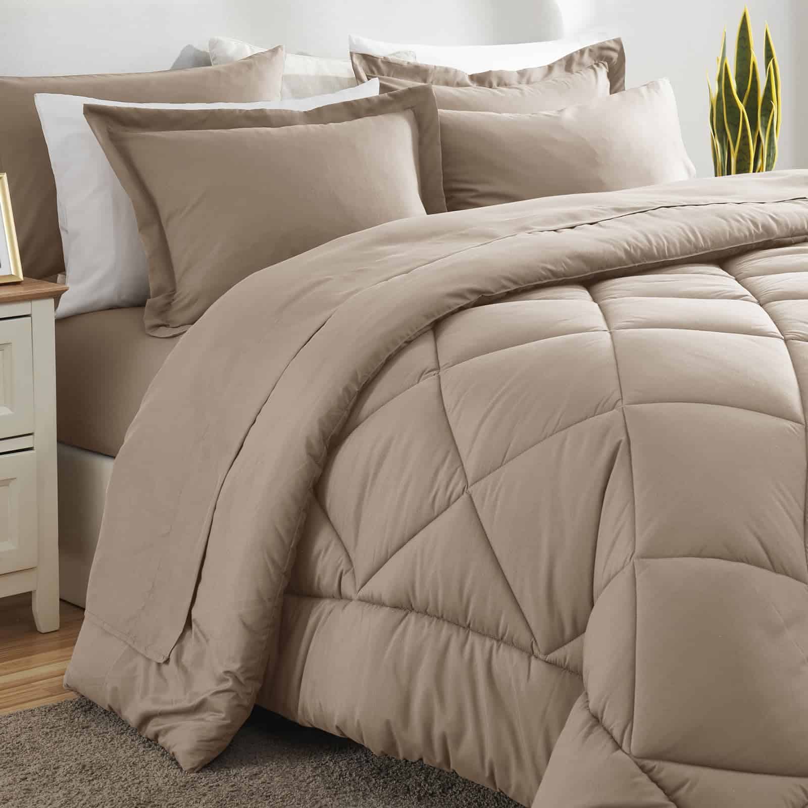 Juego de Edredón completo CozyLux con Sábanas -Caqui - Imagen 5