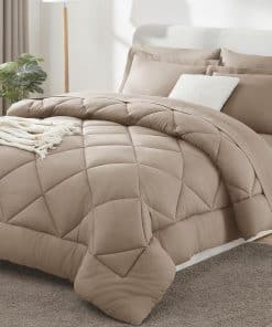 Juego de Edredón completo CozyLux con Sábanas -Caqui