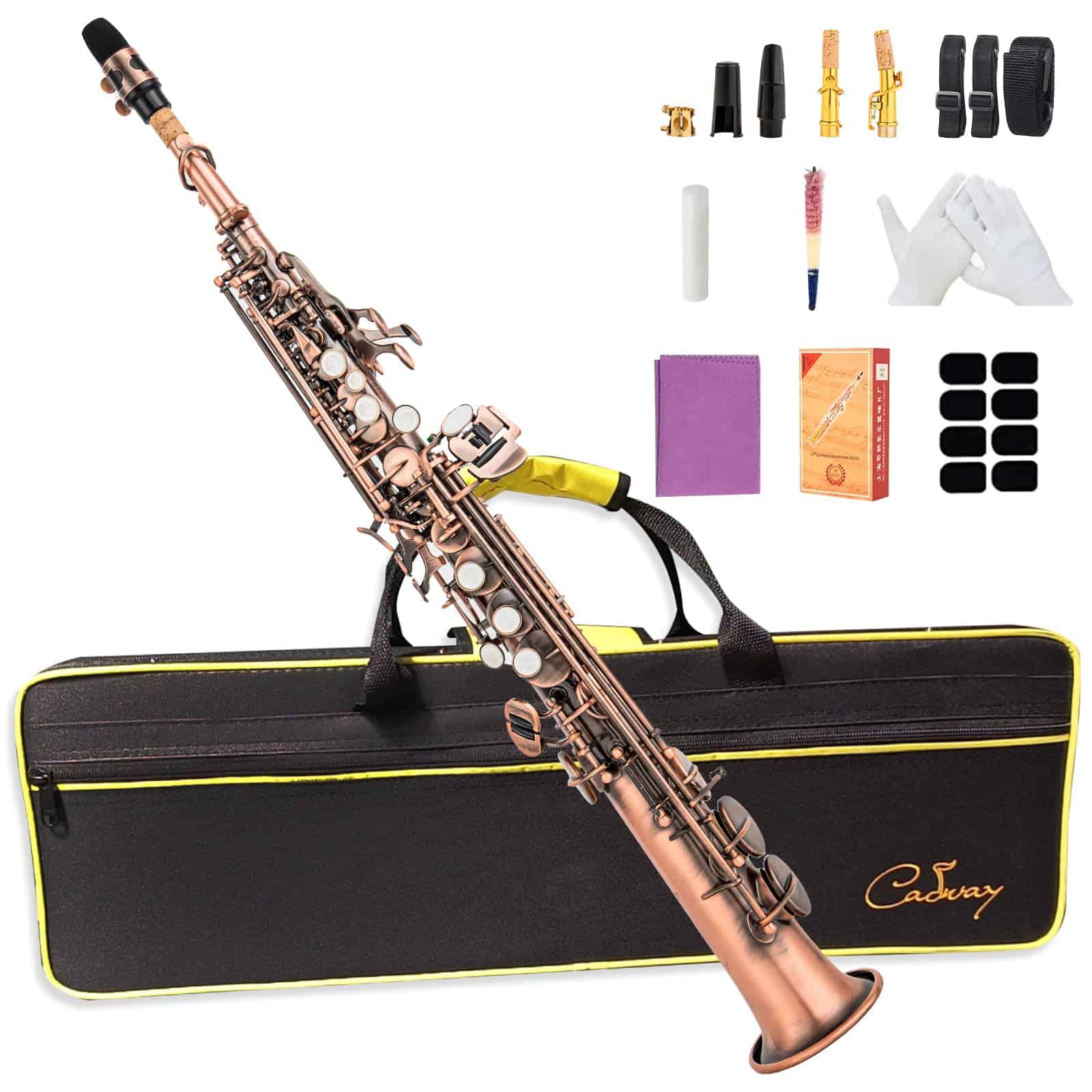 Saxofón Soprano Cadway Recto en Laca Dorada para