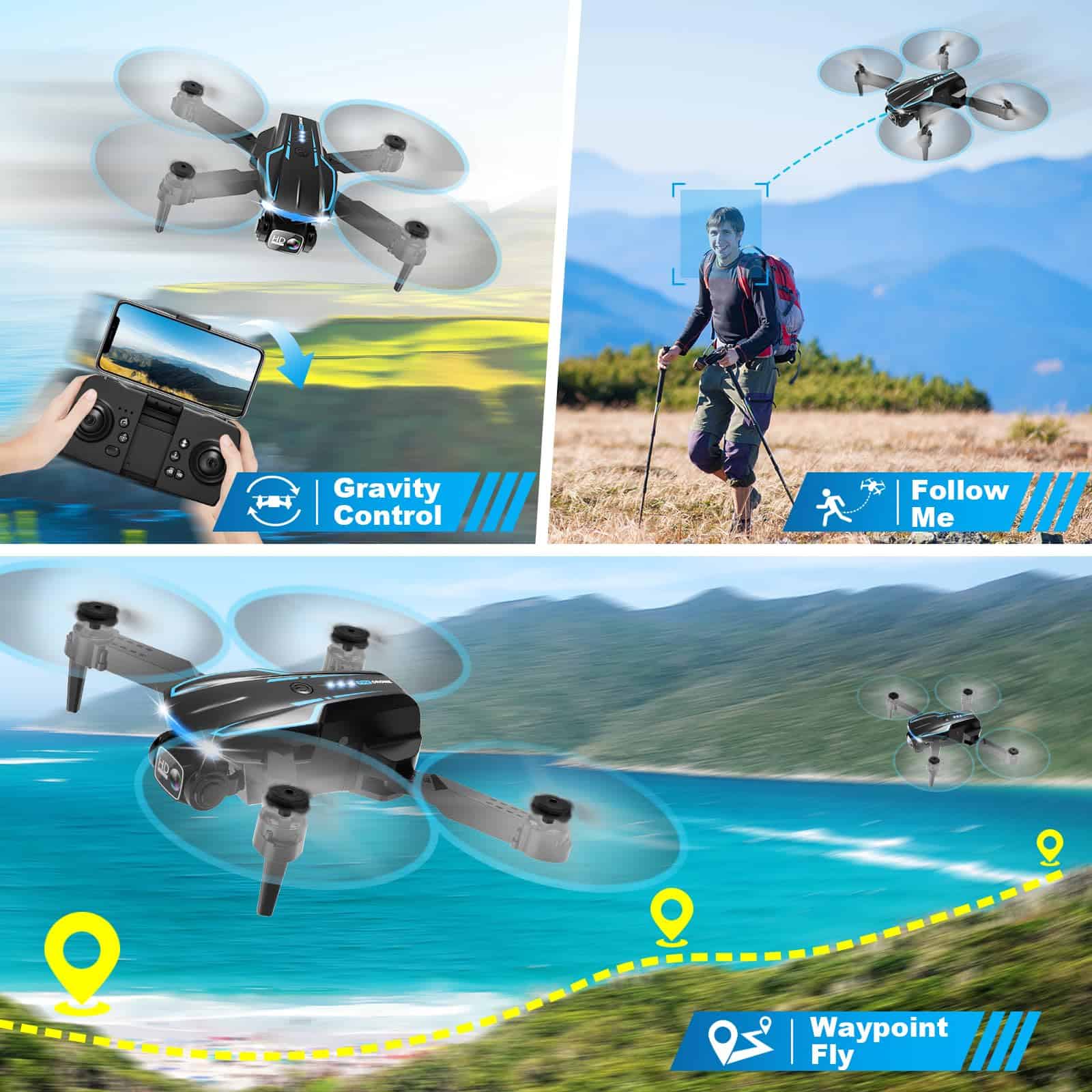 Mini Drone con Cámara, Drone FPV Plegable con Altitud - Imagen 5