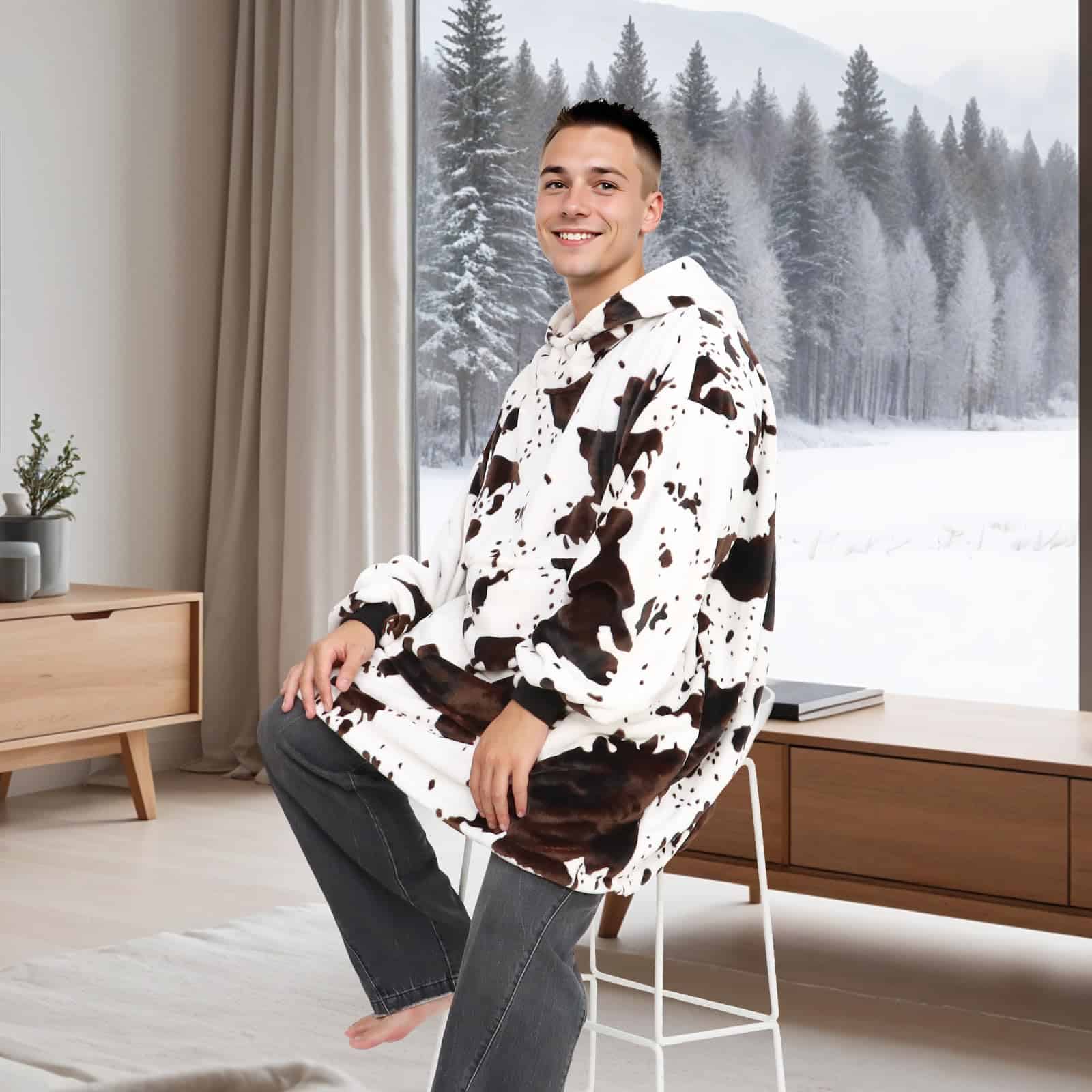 Manta con Capucha de Vaca de KIVEE, Manta de Forro Polar - Imagen 6