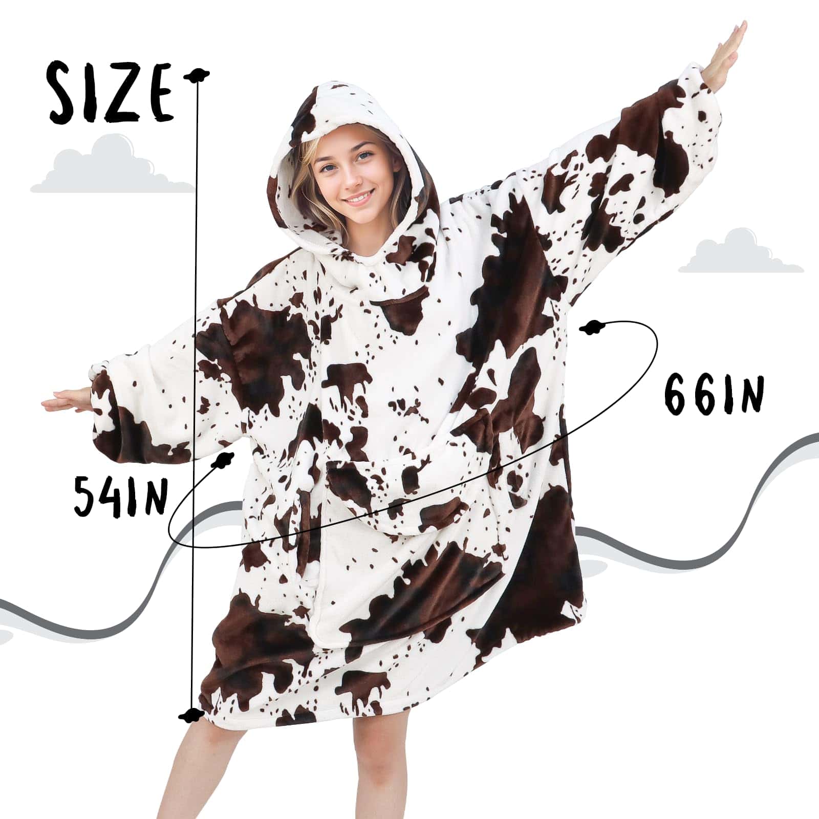 Manta con Capucha de Vaca de KIVEE, Manta de Forro Polar - Imagen 3