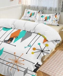 Juego de Funda de Edredón de Mediados de Siglo Vintage con