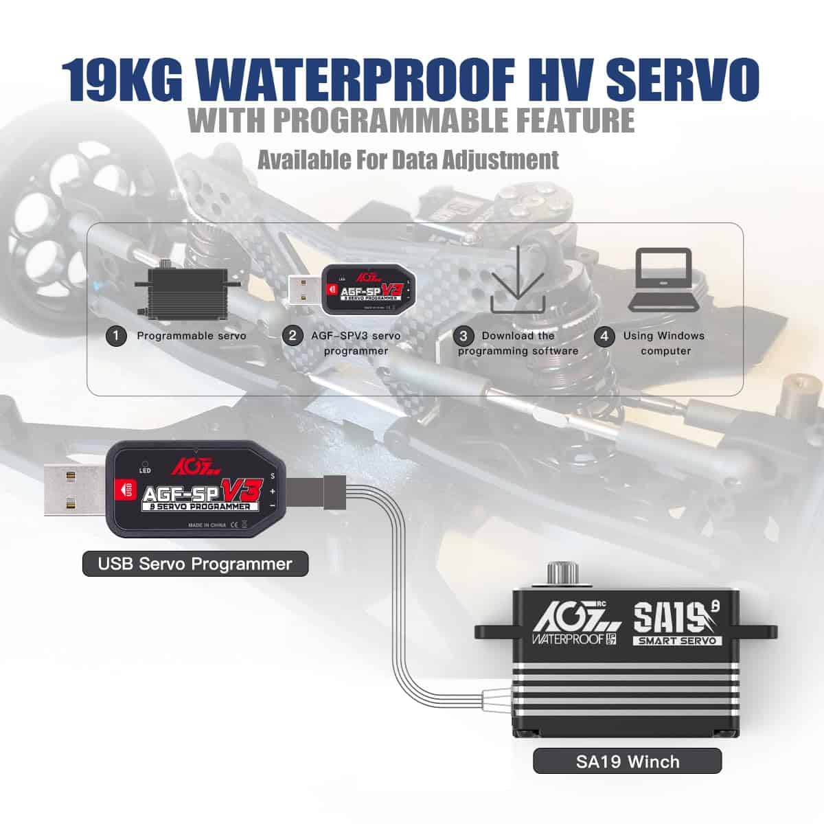 AGFRC 19KG Servo de Dirección Inteligente Negro de Gran - Imagen 7