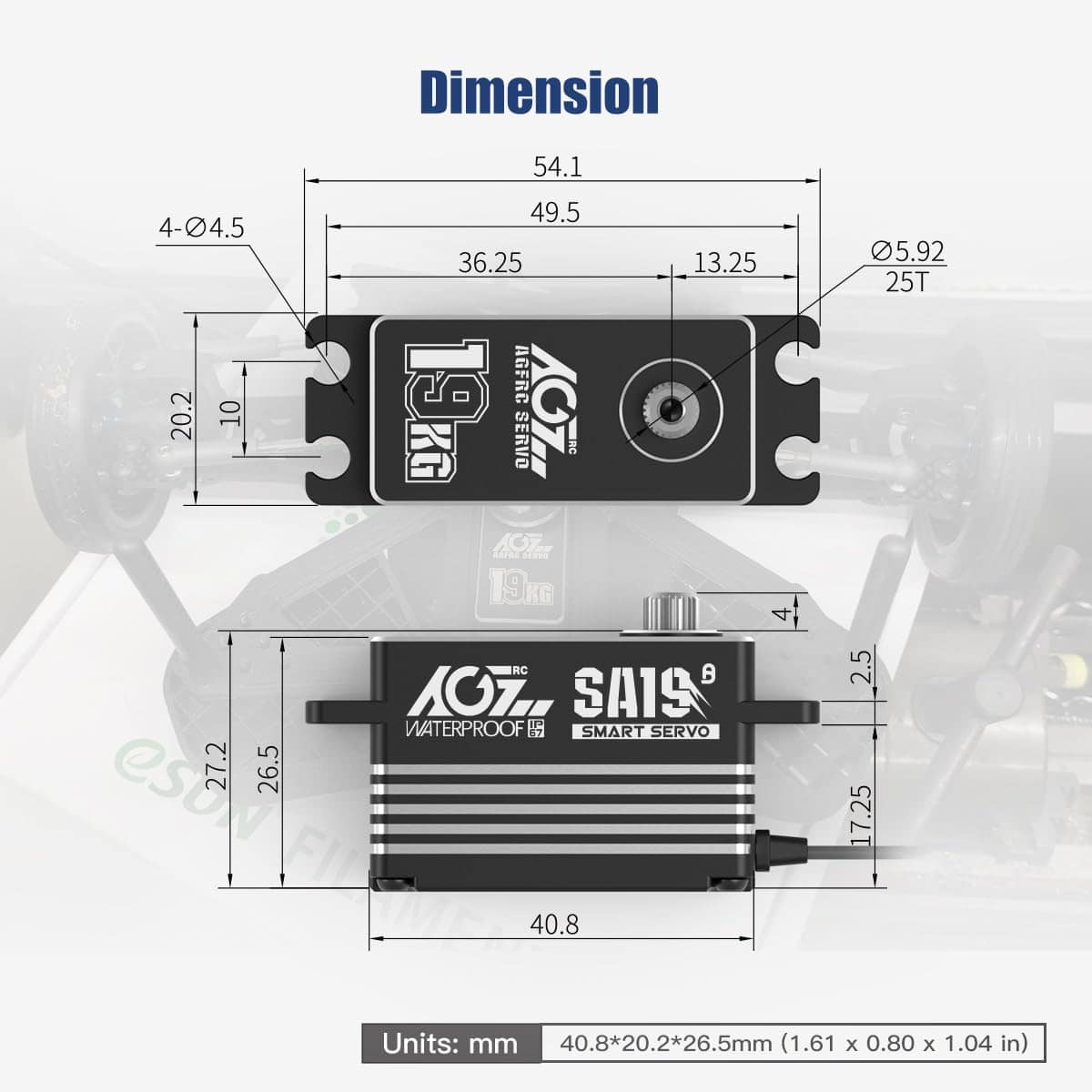 AGFRC 19KG Servo de Dirección Inteligente Negro de Gran - Imagen 6