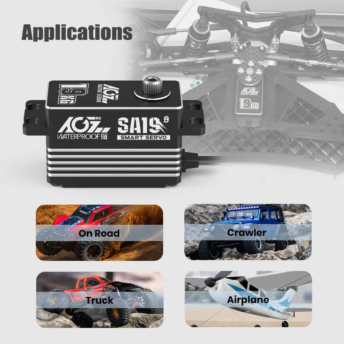 AGFRC 19KG Servo de Dirección Inteligente Negro de Gran - Imagen 9