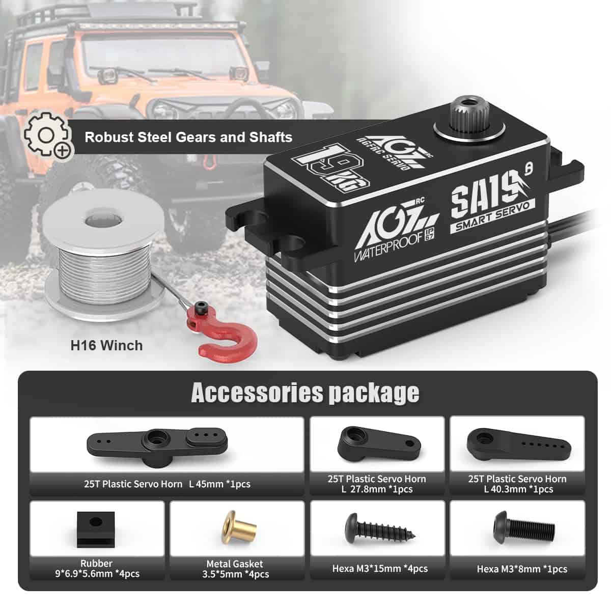 AGFRC 19KG Servo de Dirección Inteligente Negro de Gran - Imagen 10