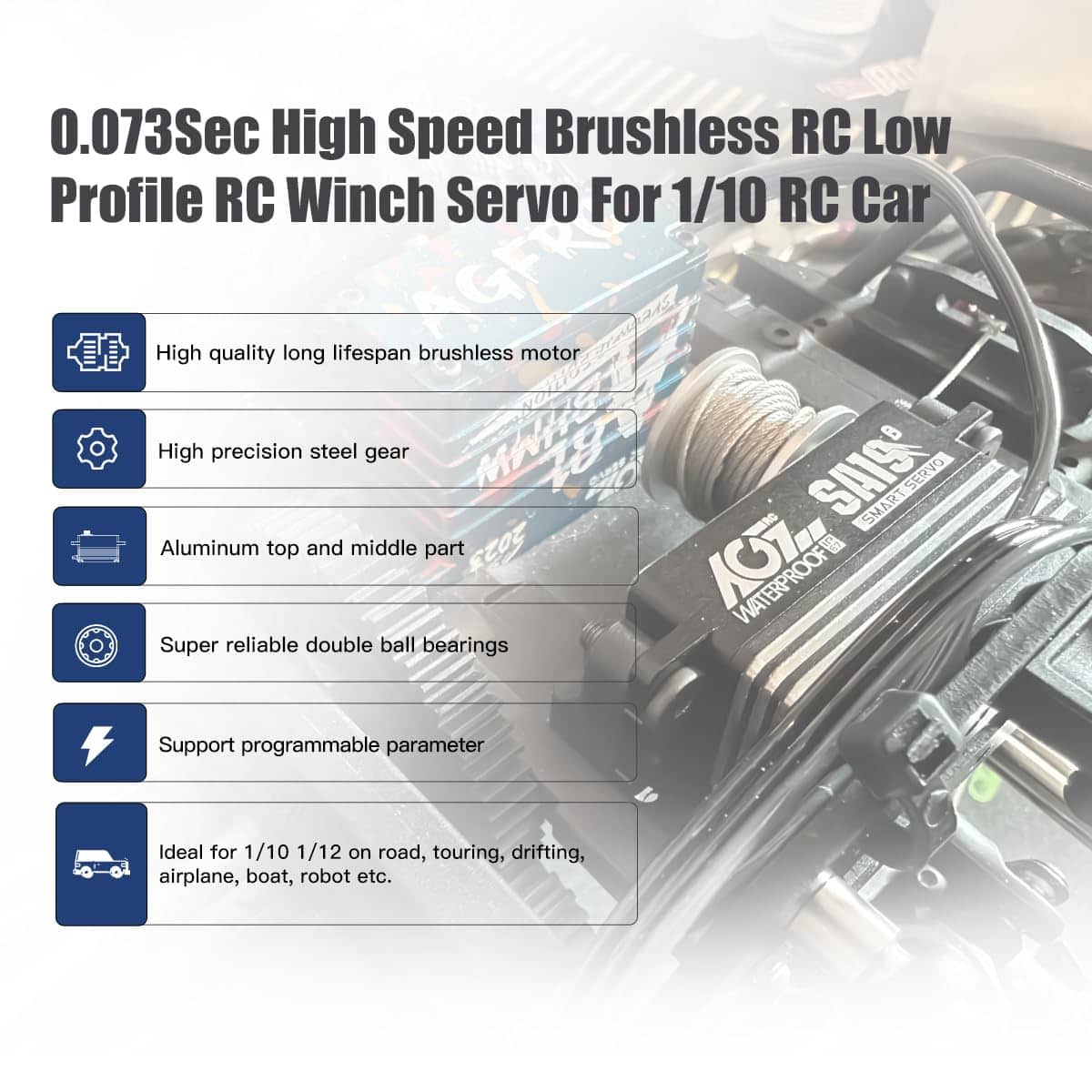 AGFRC 19KG Servo de Dirección Inteligente Negro de Gran - Imagen 4