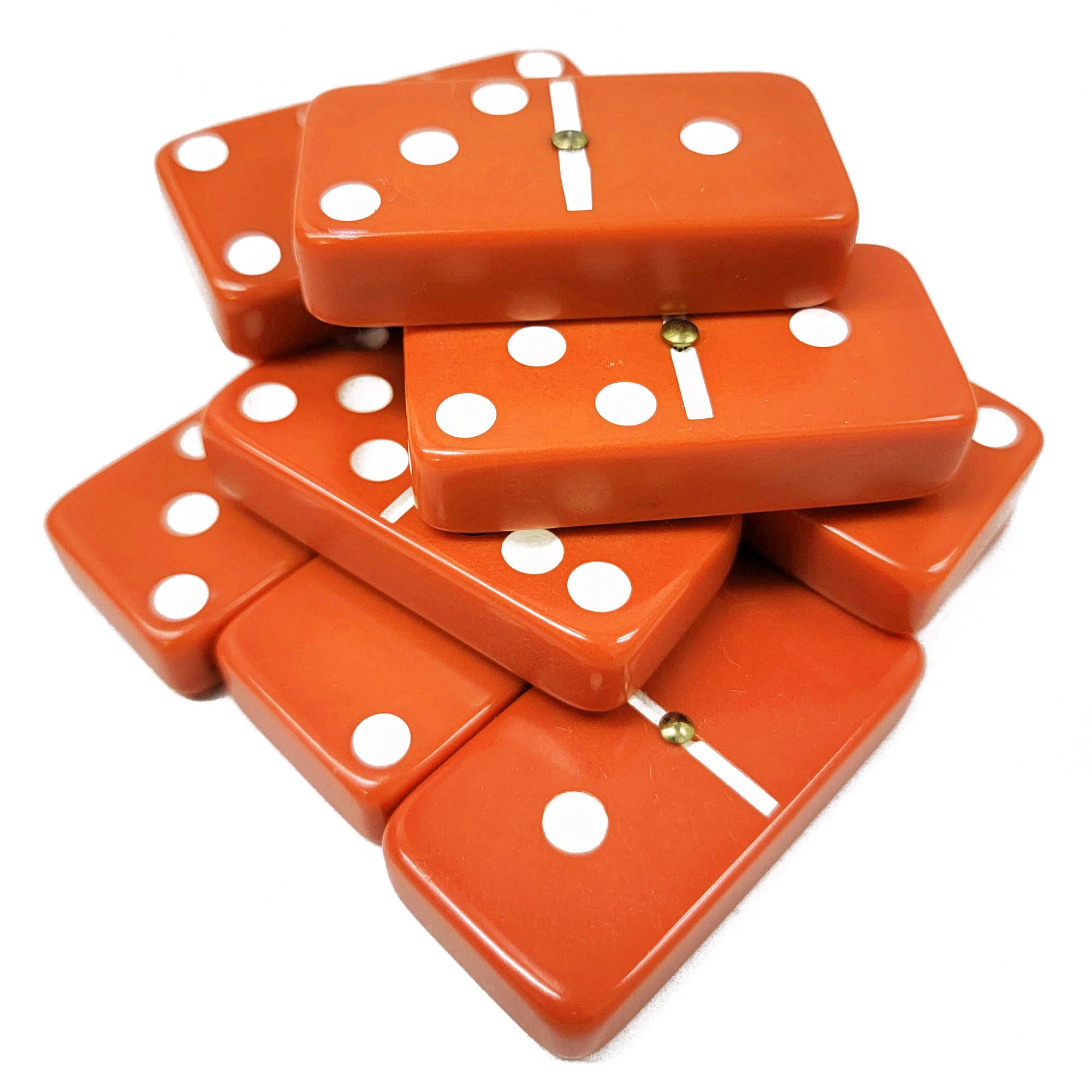 Dominó Marion Doble 6 Naranja-Blanco con Puntos Jumbo - Imagen 3