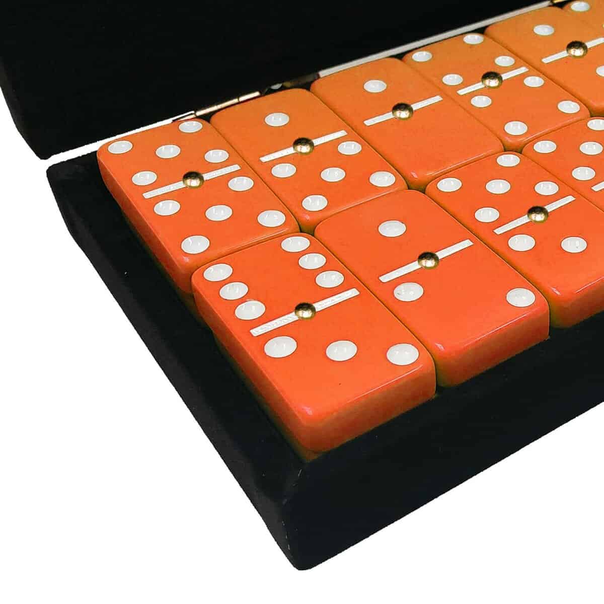 Dominó Marion Doble 6 Naranja-Blanco con Puntos Jumbo