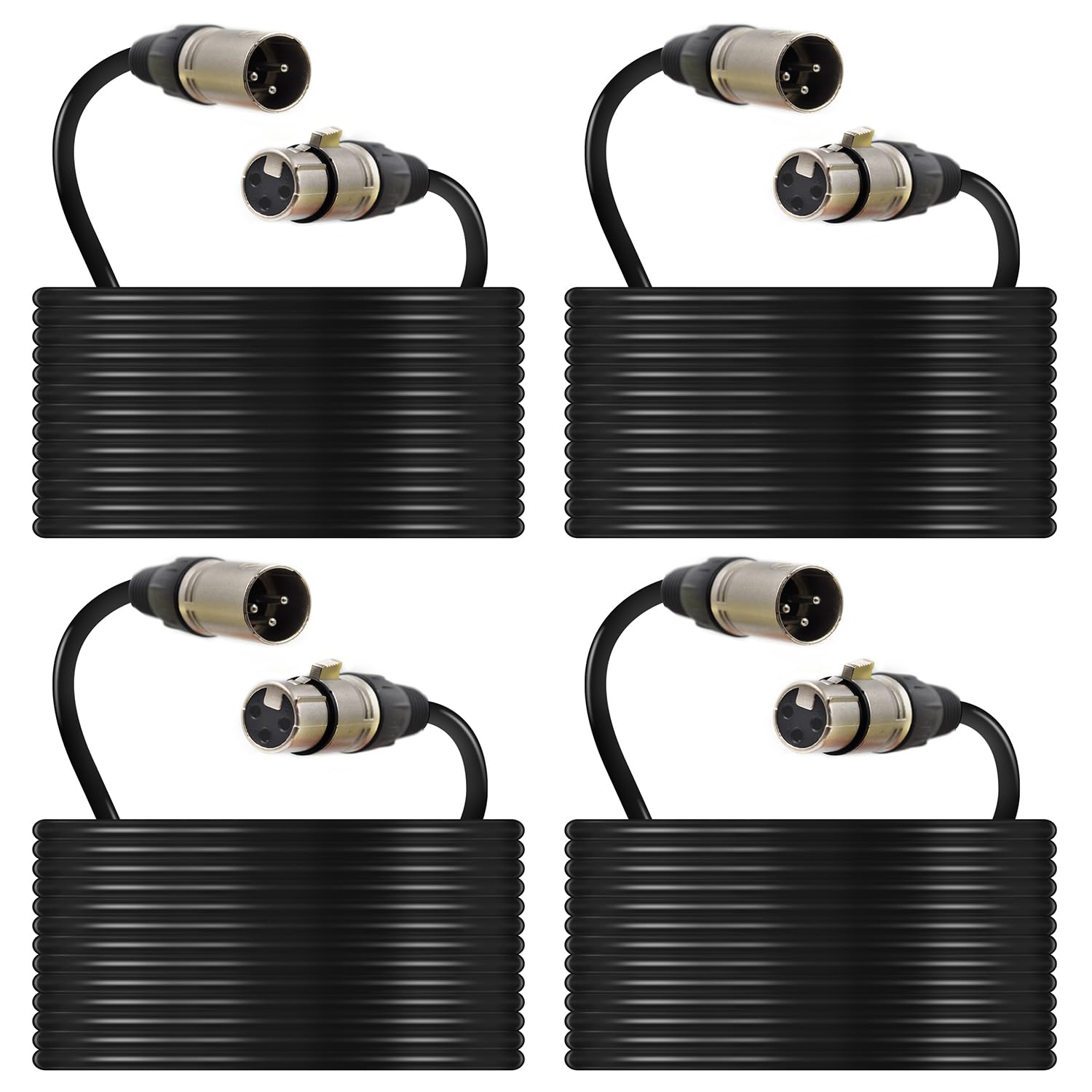 Zhupoub (Paquete de 4) Cable de Micrófono XLR de 50 Pies,