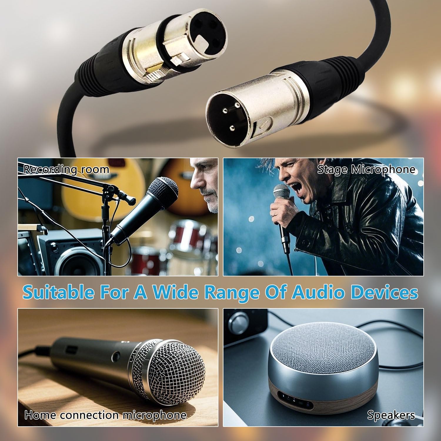 Zhupoub (Paquete de 4) Cable de Micrófono XLR de 50 Pies, - Imagen 5