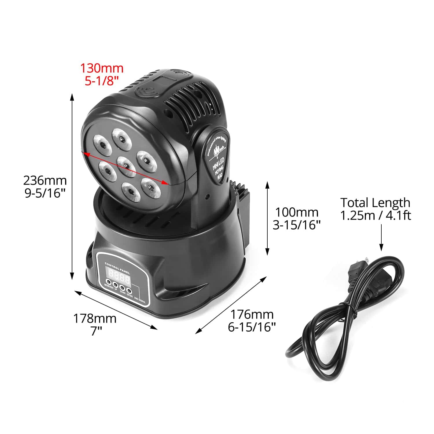 Luces de Escenario RGBW Mini Moving Head DJ de QWORK, 7x8W - Imagen 7