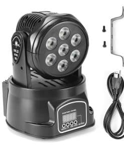 Luces de Escenario RGBW Mini Moving Head DJ de QWORK, 7x8W