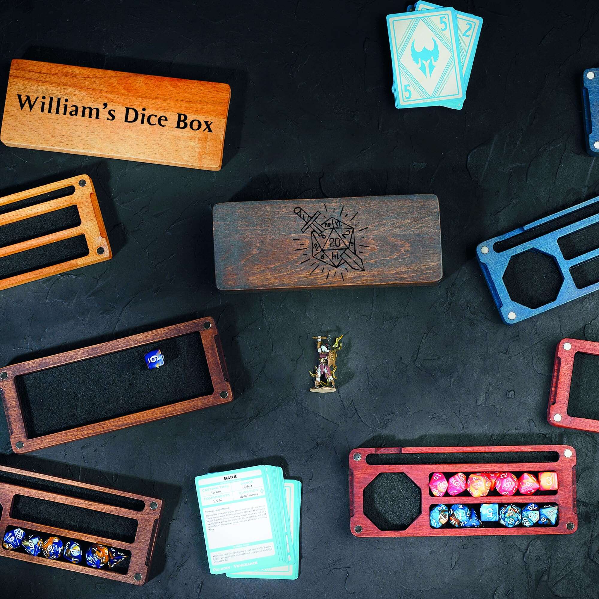 Caja de dados de madera WEASELCRAFTCO - Bandeja y -Natural - Imagen 9