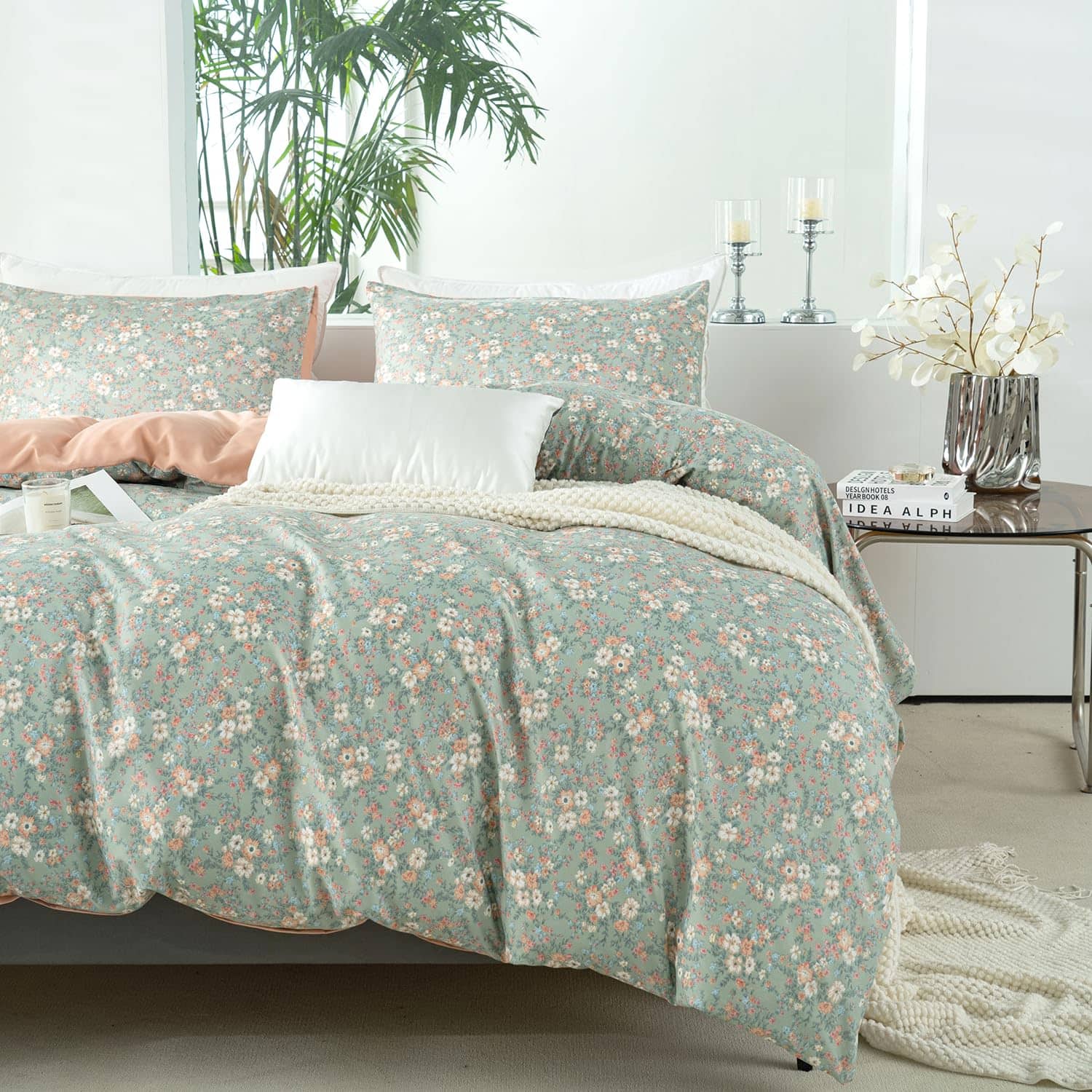 Bupird Funda de Edredón King Floral 100% Microfibra - Imagen 6