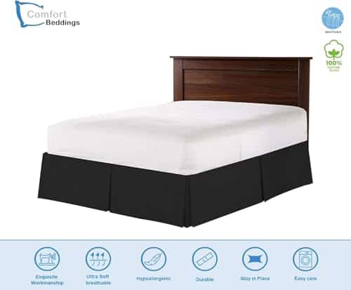 Faldón de Cama Tamaño King Estilo Plisado -Negro - Imagen 3