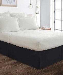 Faldón de Cama Tamaño King Estilo Plisado -Negro