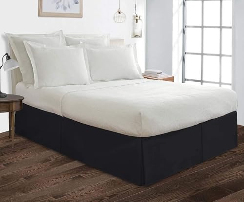 Faldón de Cama Tamaño King Estilo Plisado -Negro