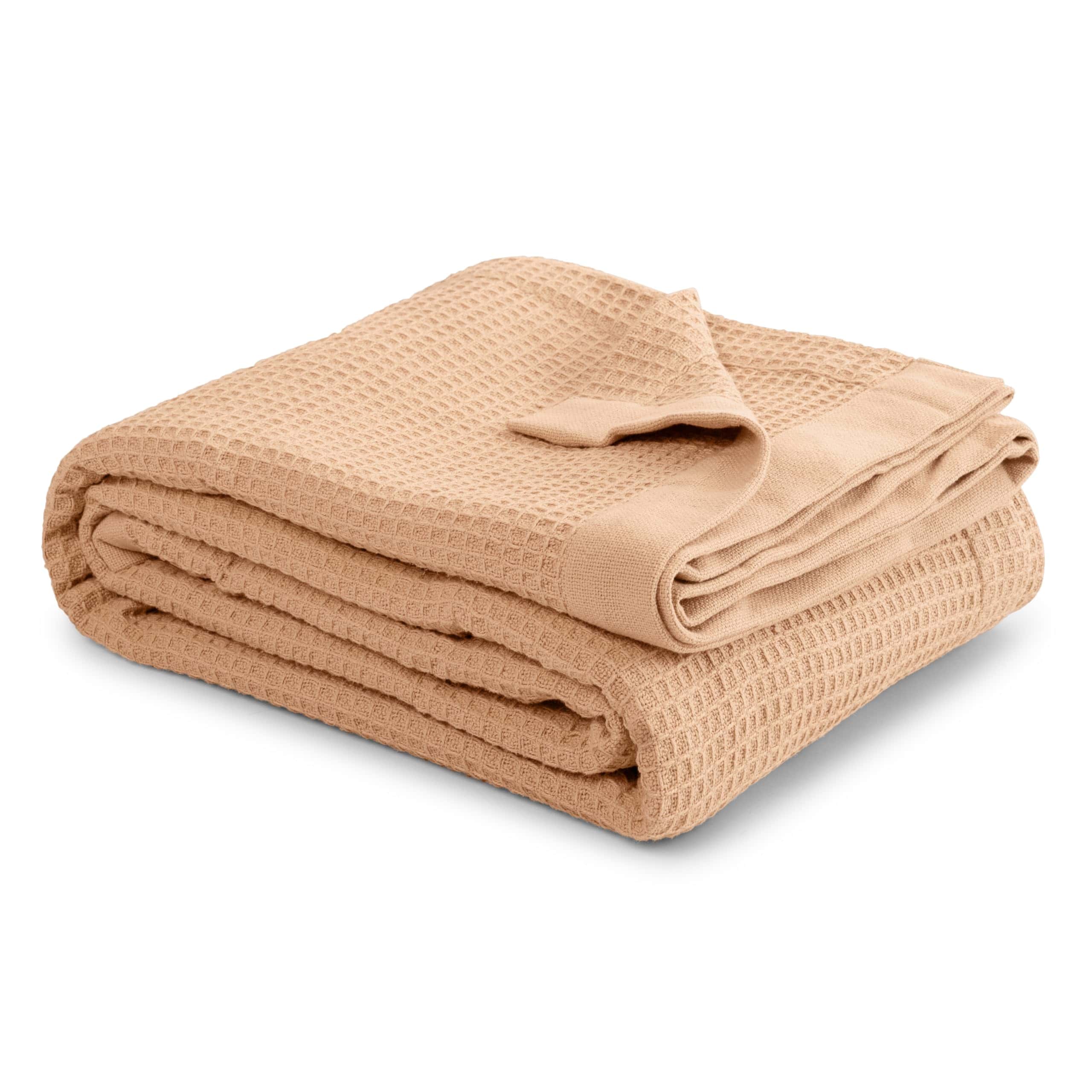 Cobija de Algodón Beige 100% de 9Threads Tejido de Gofre