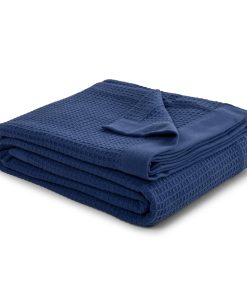 Cobertor Ligero de Algodón 100% Azul Marino Tejido en Onda