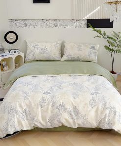 Juego de funda nórdica Rvciby Blue Leaf para cama