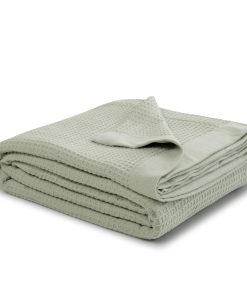 Manta 100% Algodón de Tejido en Espiga en Color Verde