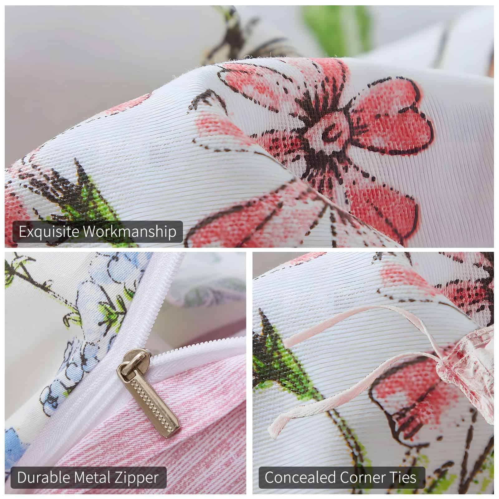 Rvciby Juego de Funda nórdica Rosa Floral Tamaño Queen, - Imagen 5