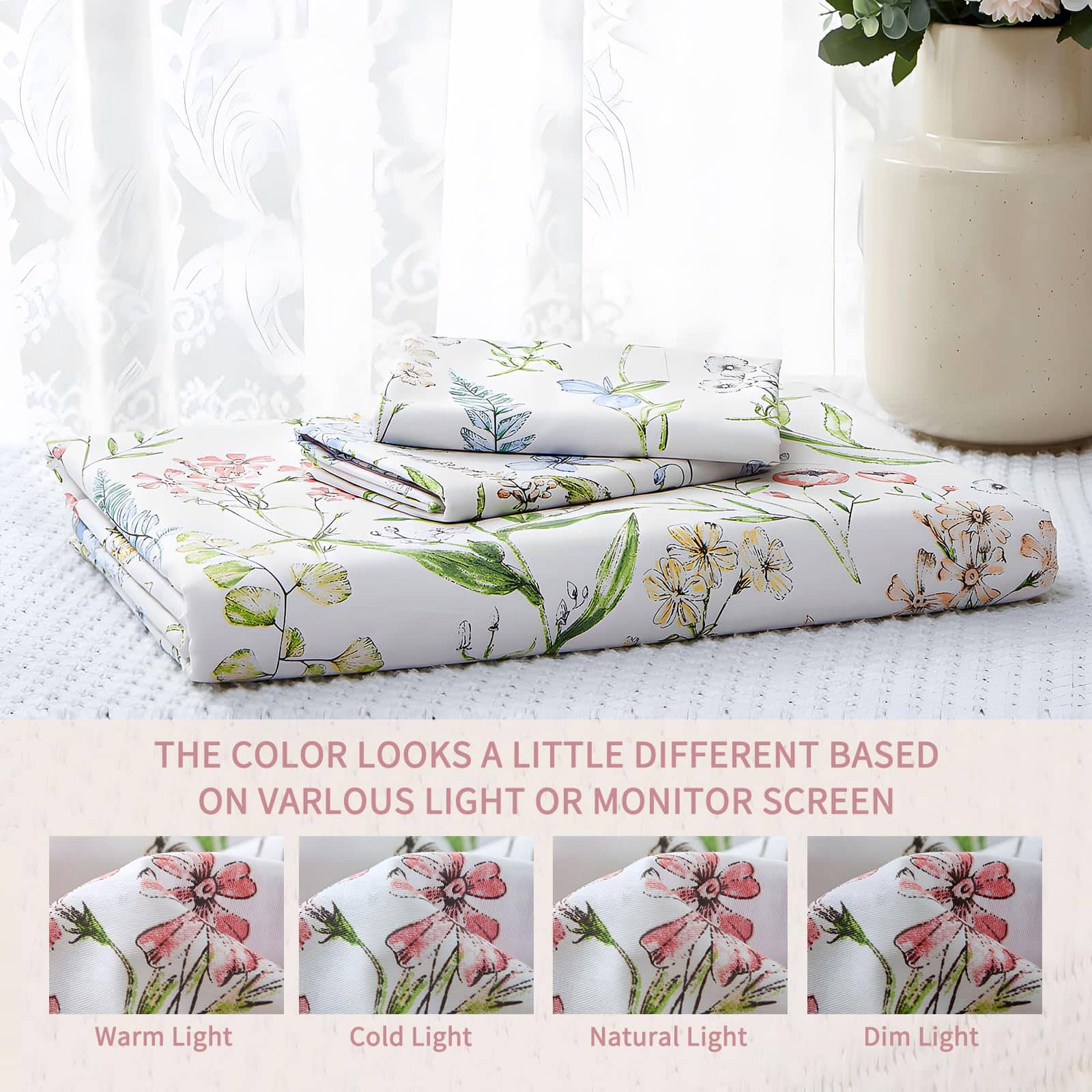 Rvciby Juego de Funda nórdica Rosa Floral Tamaño Queen, - Imagen 7