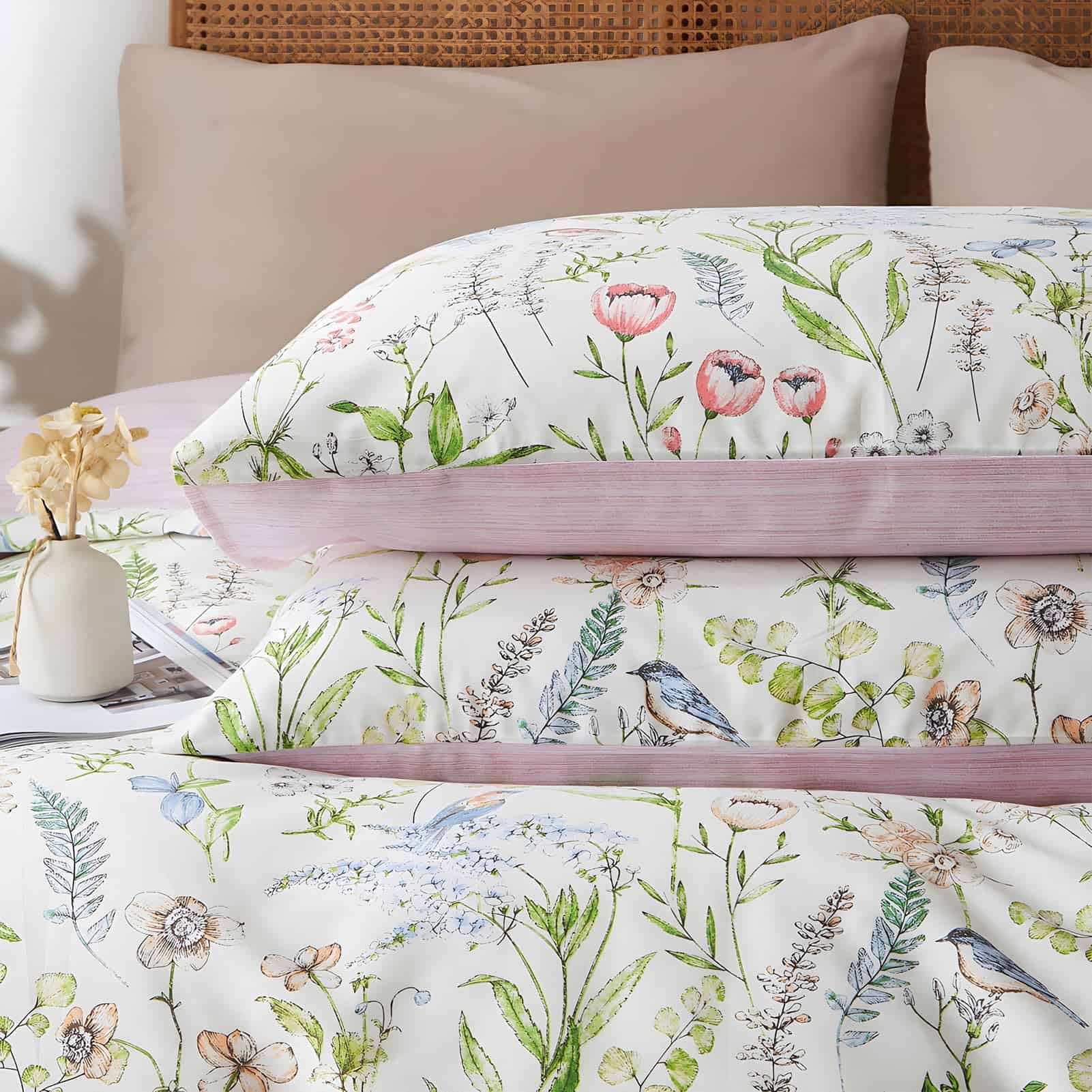 Rvciby Juego de Funda nórdica Rosa Floral Tamaño Queen, - Imagen 8