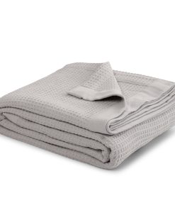 Cobija de 100% Algodón Gris Claro con Tejido en Espiga