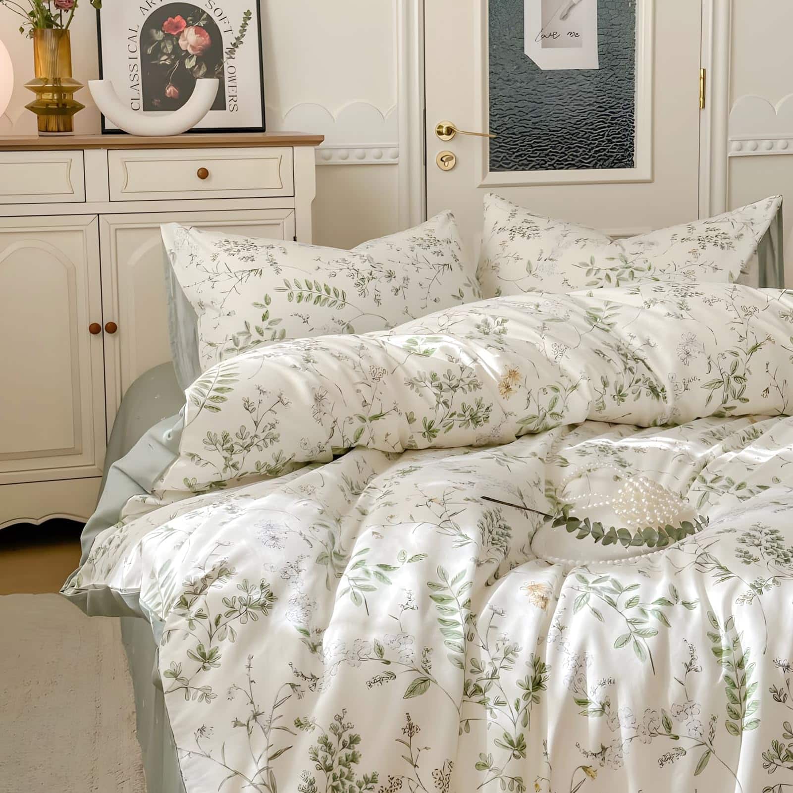 Rvciby Juego de Funda nórdica Floral Tamaño Queen, 100% - Imagen 7