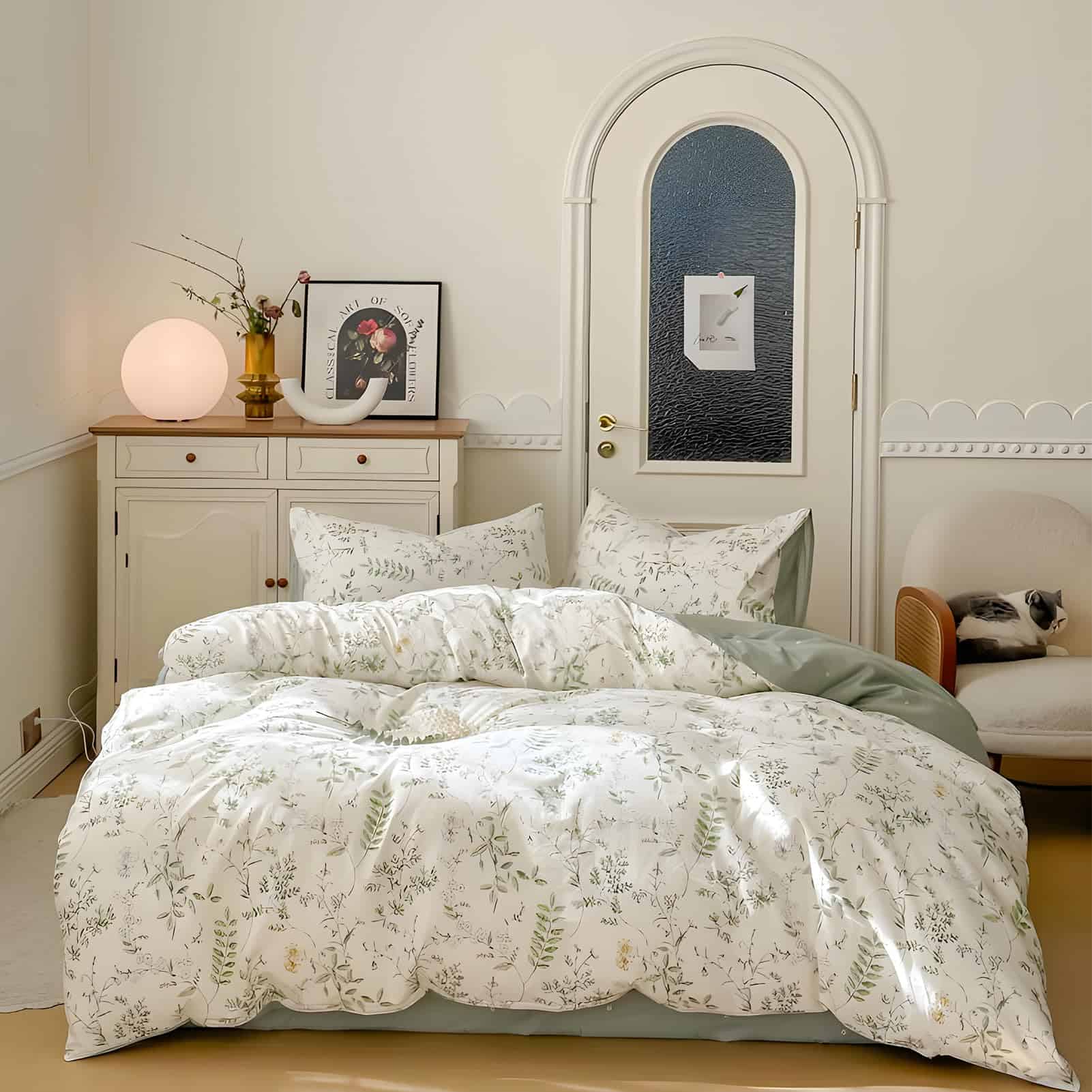 Rvciby Juego de Funda nórdica Floral Tamaño Queen, 100%