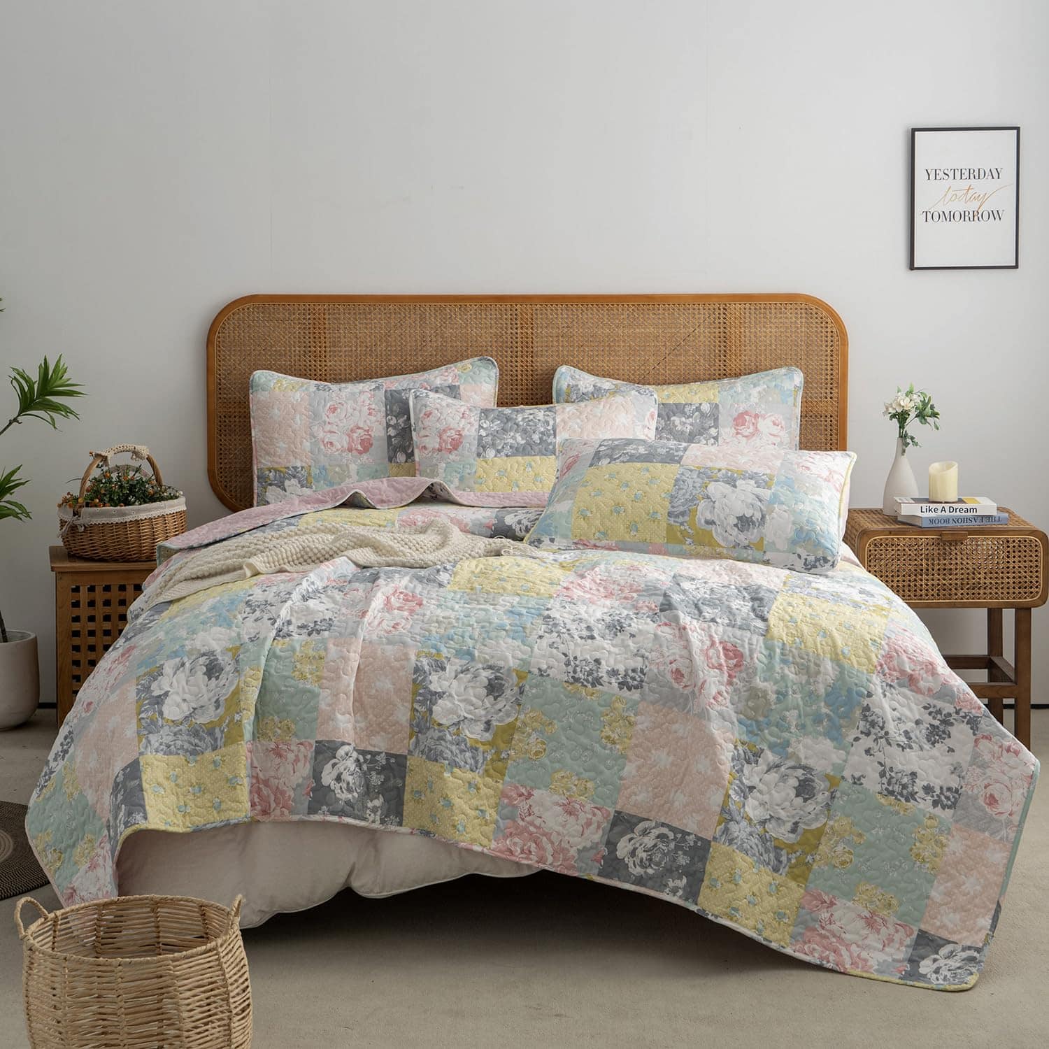 Juego de Edredón Floral BUPIRD Twin 2 Piezas Suave Edredón