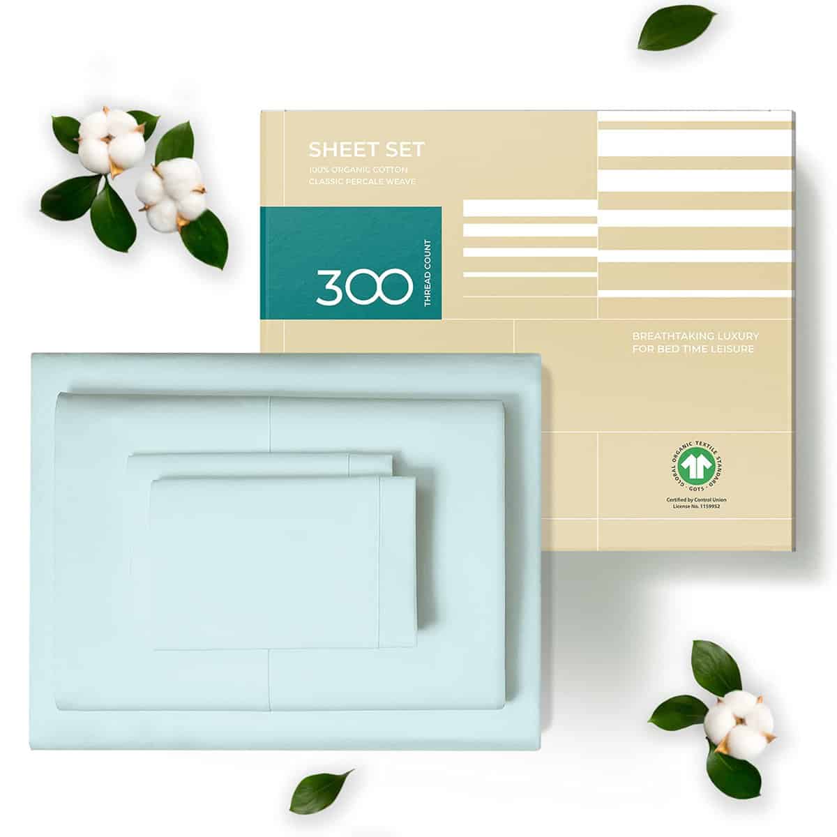 Juego de sábanas 100% algodón orgánico -Verde Pistacho