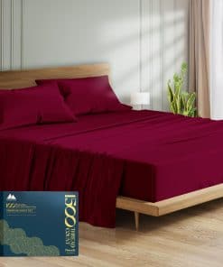 Juego de sábanas 100% algodón egipcio -Burdeos