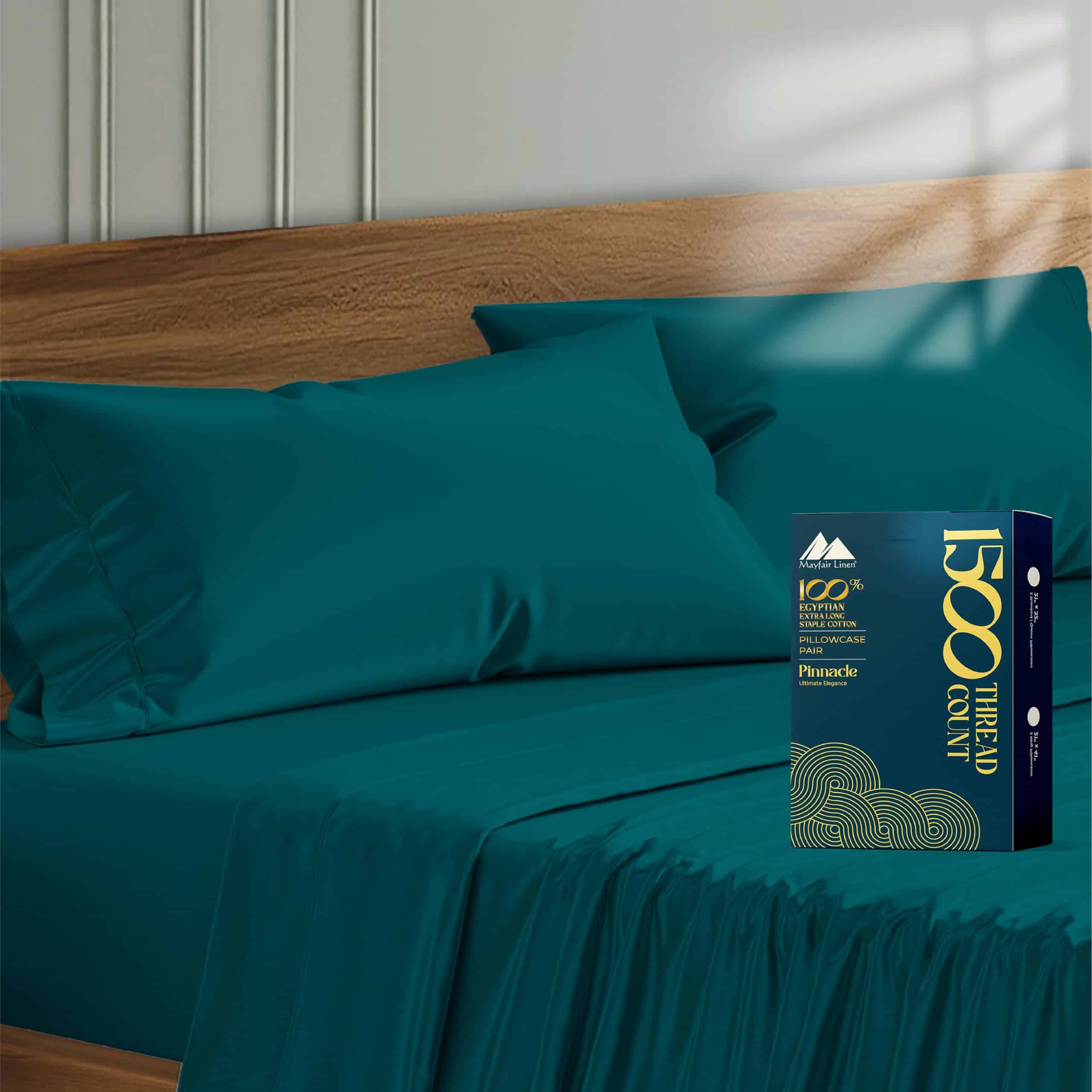 Funda de Almohada de Algodón Egipcio 100% -Verde Azulado