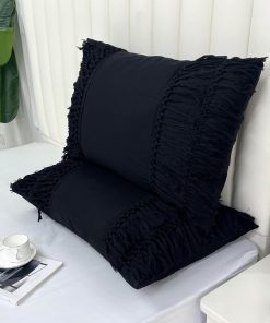 Funda de Almohada con Borlas de Algodón Negro Softta 20x30