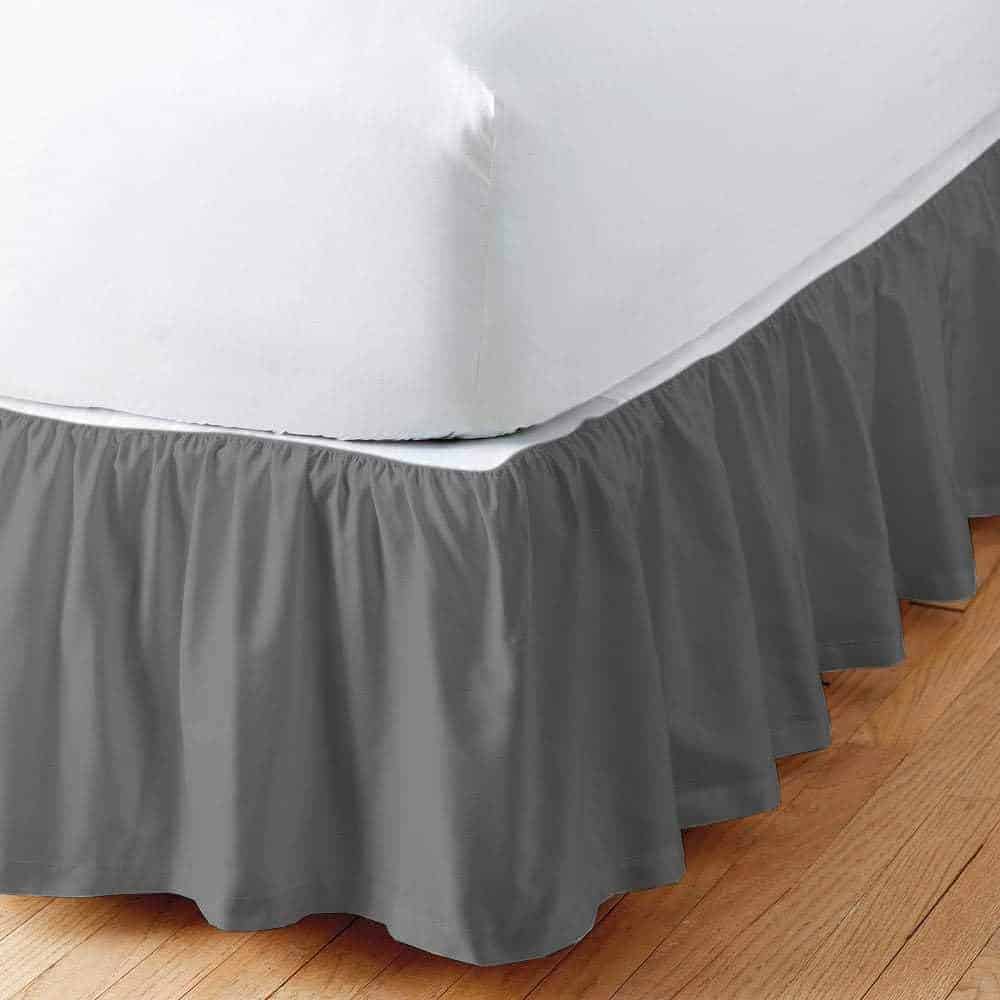 Faldón de Cama Tamaño Queen Estilo Fruncido -Gris Oscuro - Imagen 6