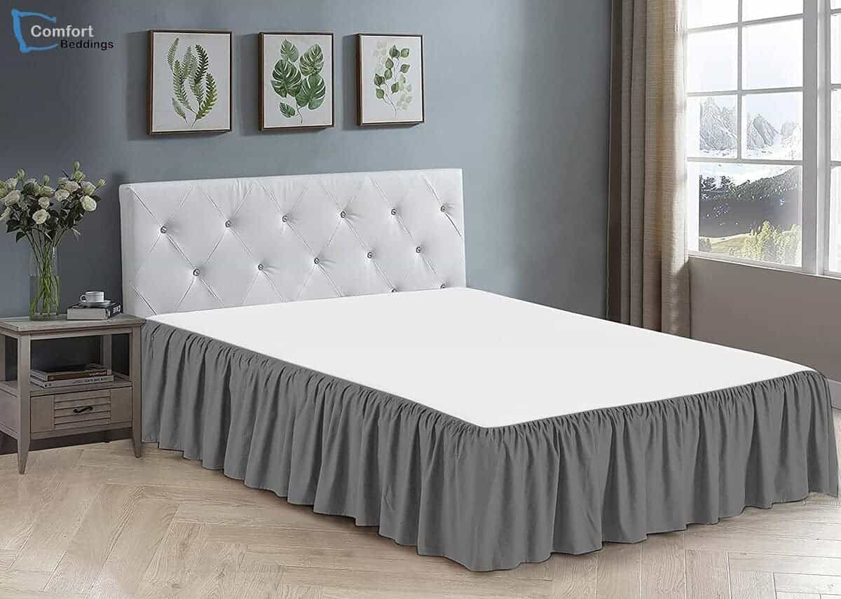 Faldón de Cama Tamaño Queen Estilo Fruncido -Gris Oscuro - Imagen 4
